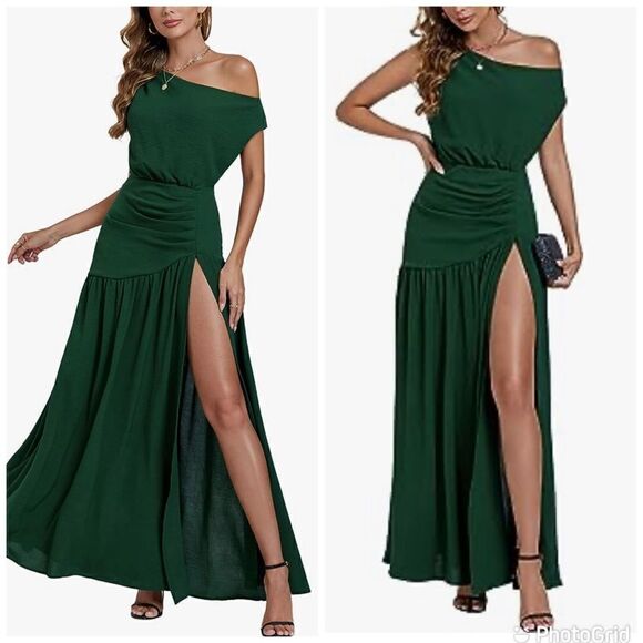 Sexy Women's Short Sleeve High Split Off Shoulder Long Party Dress XL - Picture 1 of 13